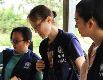 Yasmin with WHO colleagues in Cambodia