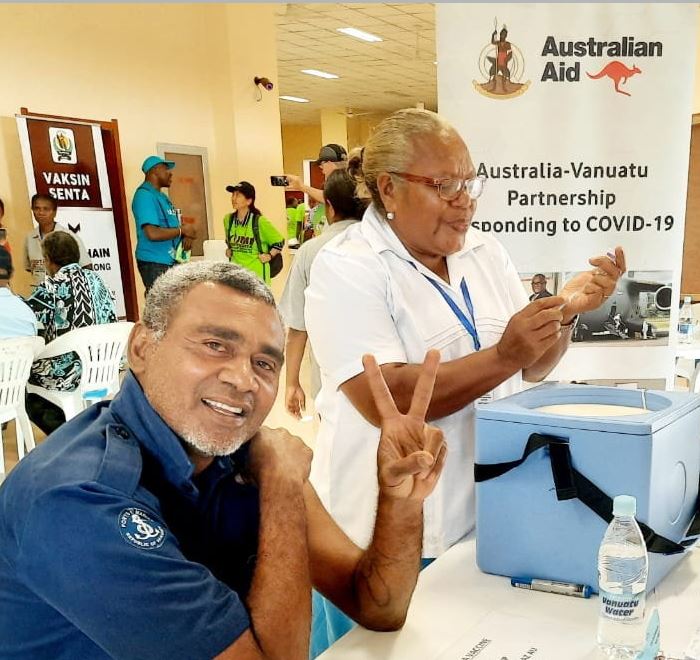 Vanuatu police officer vaccinated